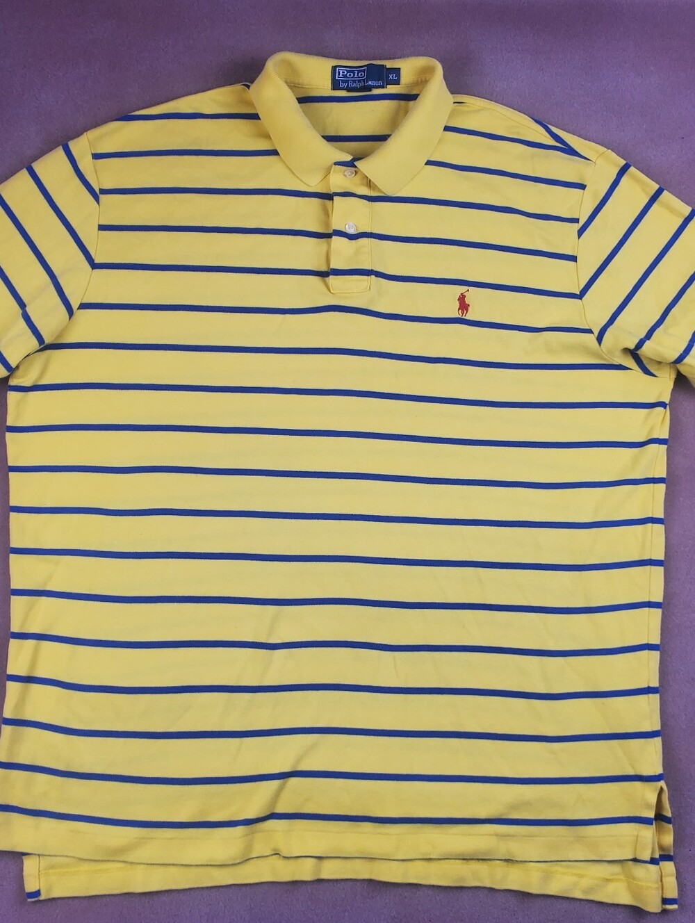 Polo Ralph Lauren Men’s XL Yellow Blue Striped Polo Shirt